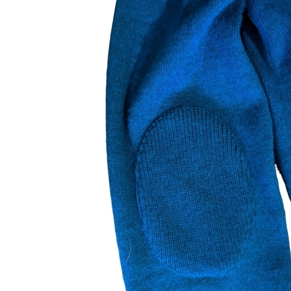 Banana Republic blue merino wool blend full zip front Cardigan elbow patches M - Picture 5 of 8